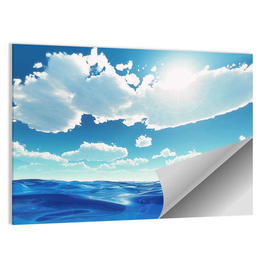 Sunlit Ocean and Clouds Wall Art