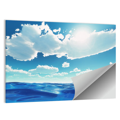 Sunlit Ocean and Clouds Wall Art