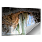 Ice Cave Over Frozen Shoreline Wall Art