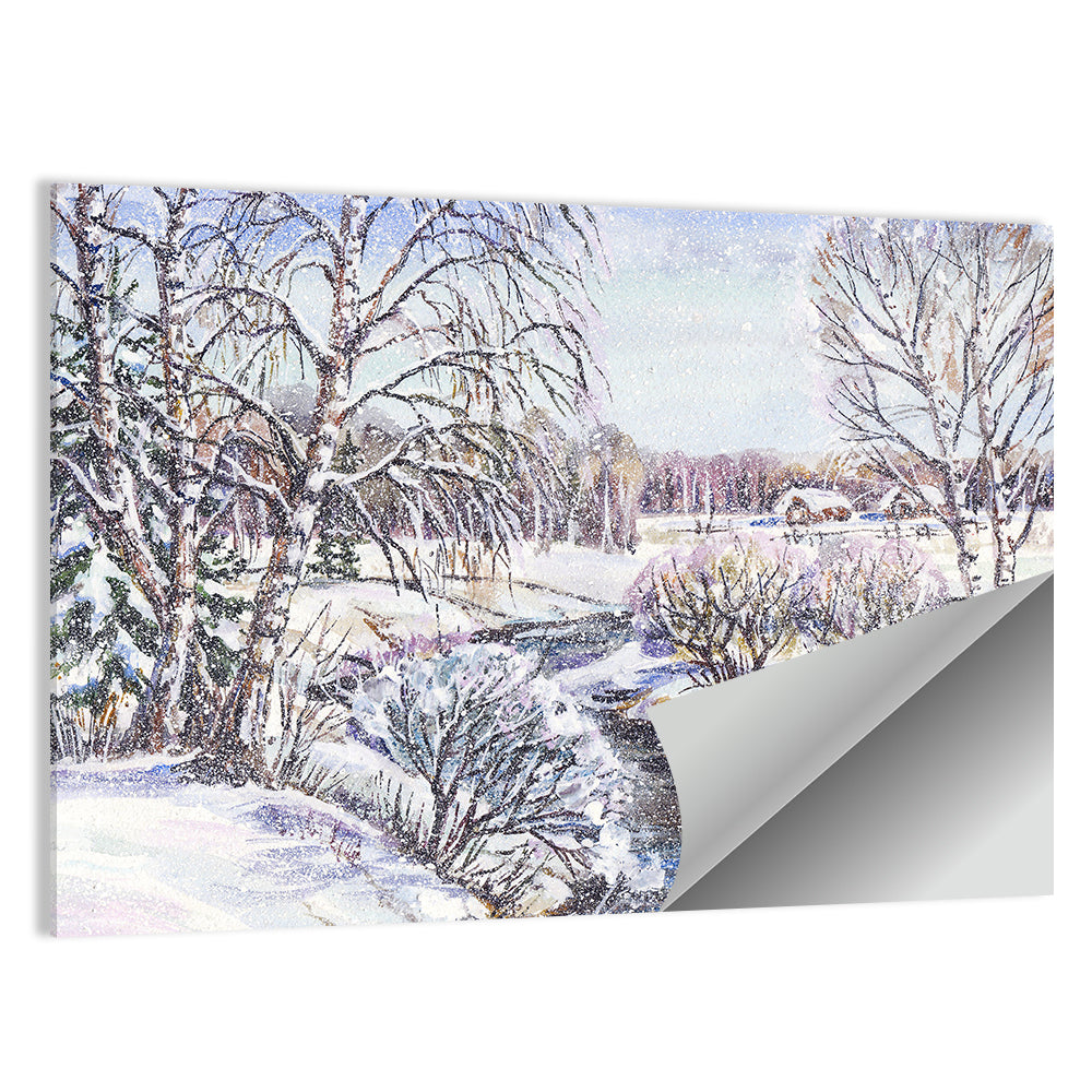 Rural Russian Winter Landscape Wall Art, poster print, landscape