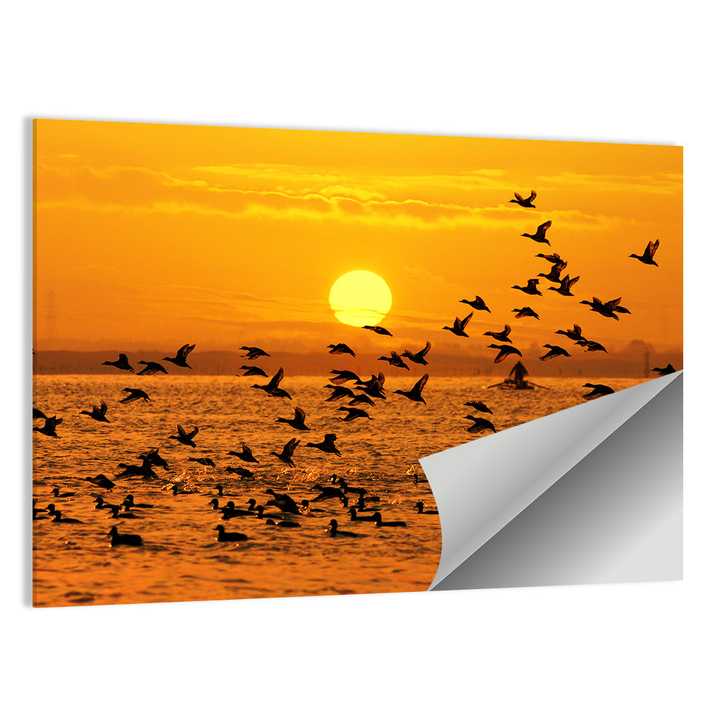 Golden Flock at Sunset Wall Art