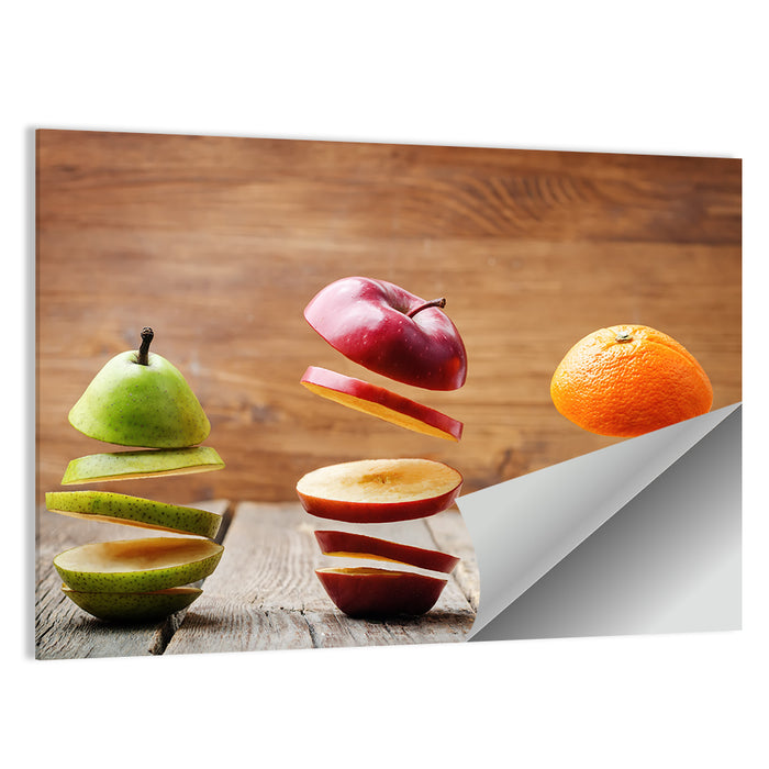 Floating Sliced Fruit Row Wall Art as a poster print