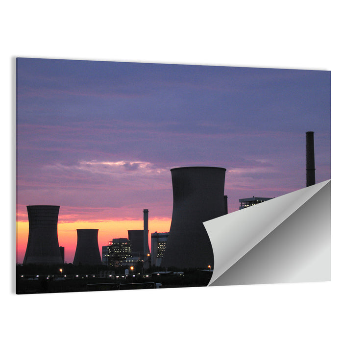 Coal Power Plant Sunset Silhouette Wall Art as a poster print
