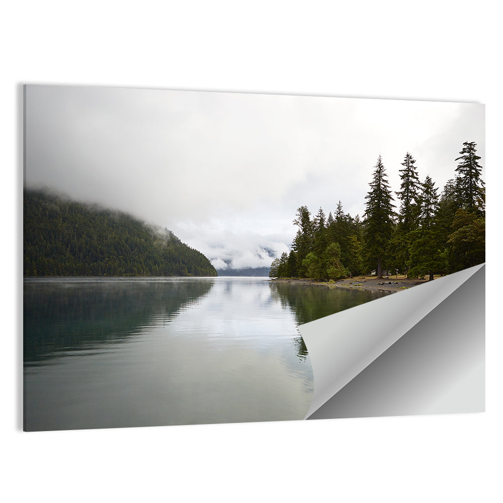 Foggy Lake Crescent Reflection Wall Art