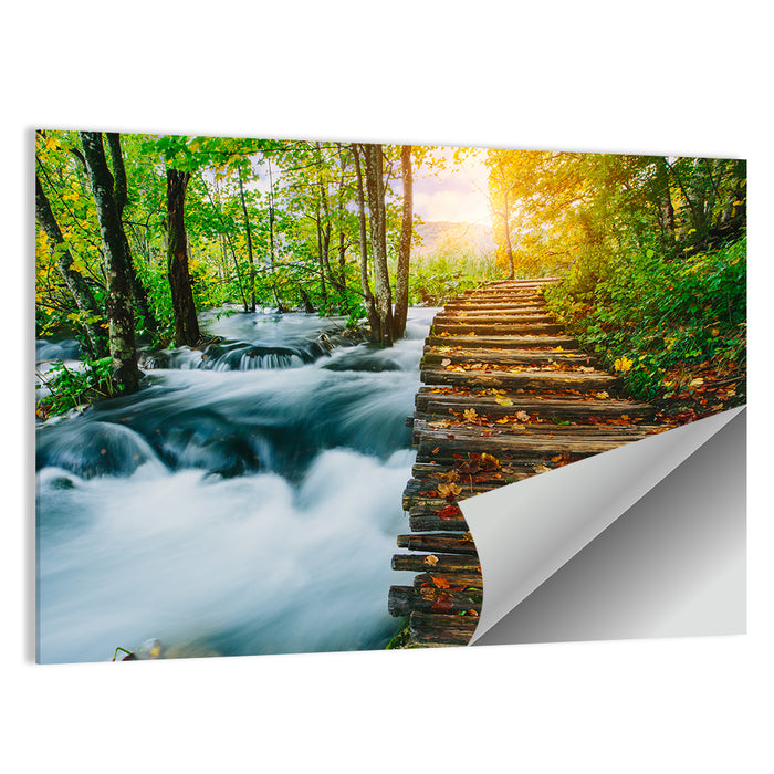 Plitvice Lakes Autumn Walkway Wall Art as a poster print