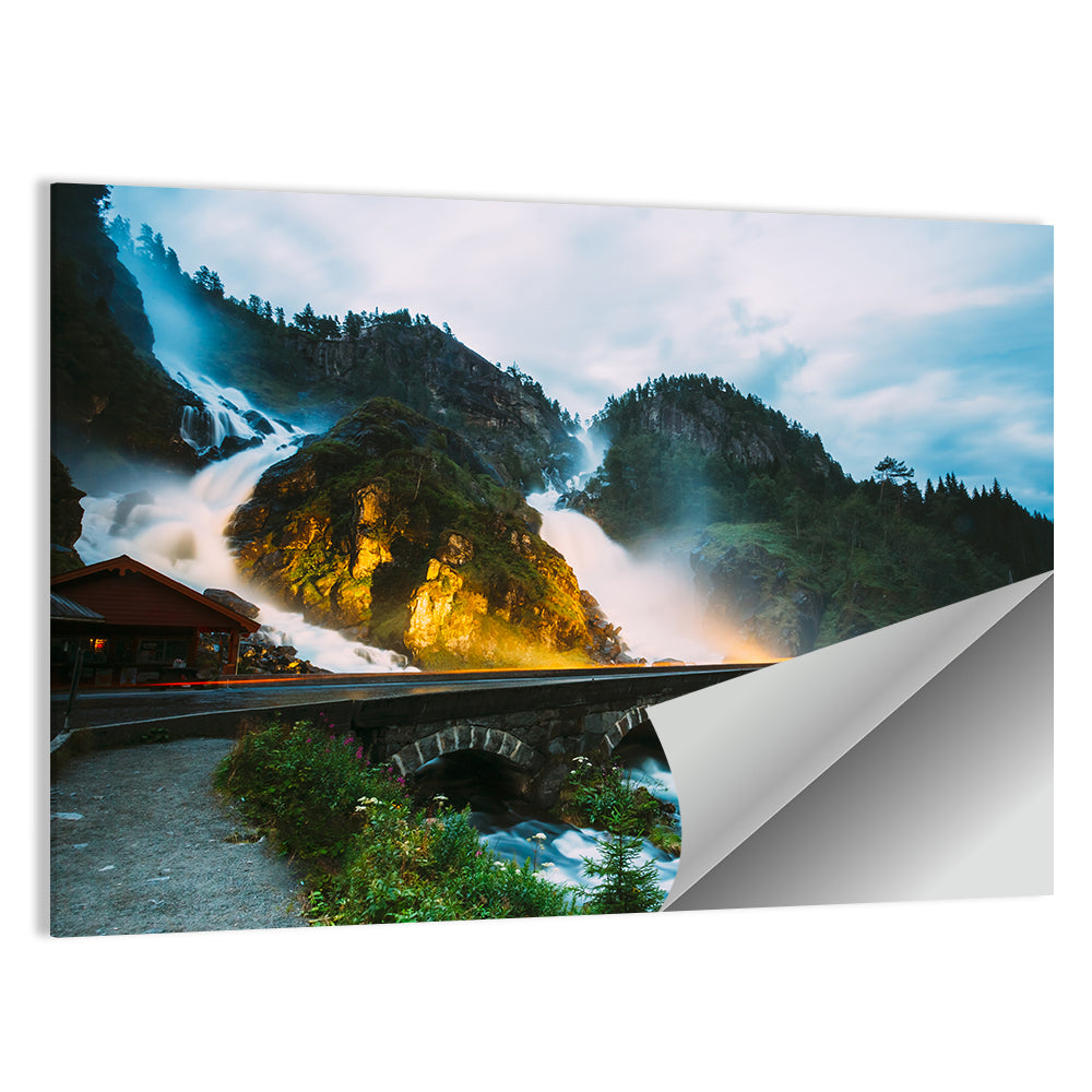 Låtefossen Waterfall at Twilight Wall Art