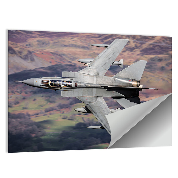 Swing-wing Fighter Jet Over Mountains Wall Art as a poster print