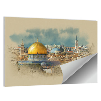 Dome of the Rock Watercolor Study Wall Art
