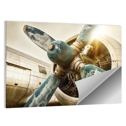 Vintage Airplane Propeller Close-up Wall Art