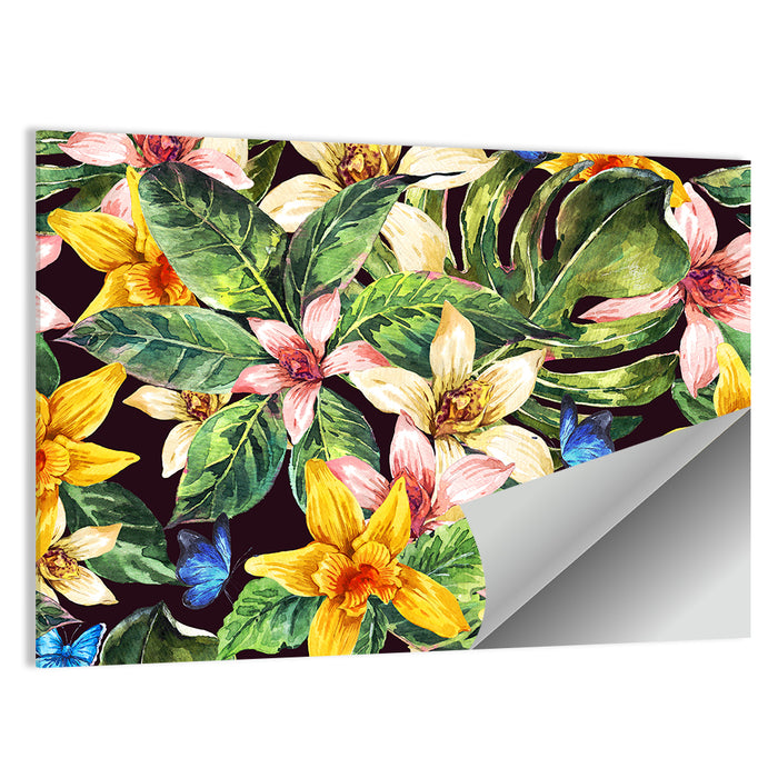 Tropical Orchid Pattern Wall Art as a poster print