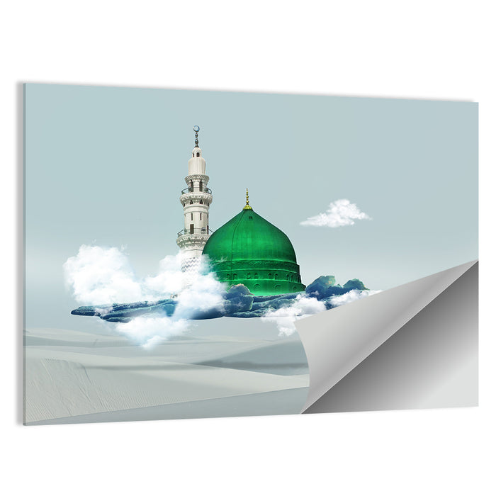 Green Dome of Al-masjid An-nabawi Wall Art as a poster print