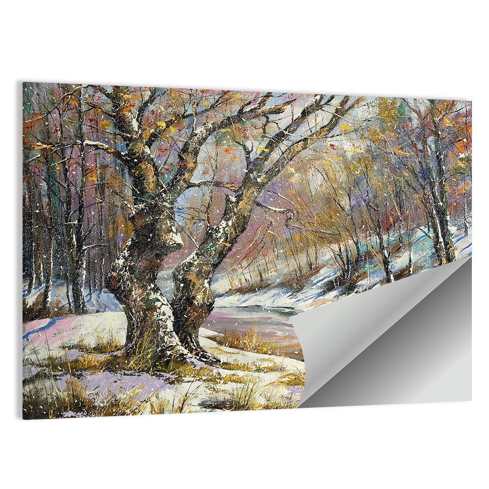 Frozen River in Winter Woodland Wall Art