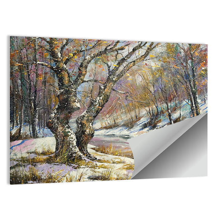 Frozen River in Winter Woodland Wall Art as a poster print