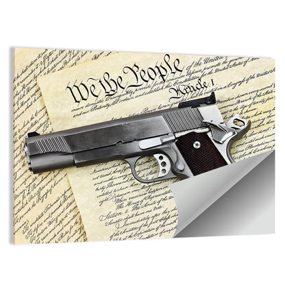 Handgun on US Constitution Wall Art