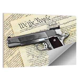 Hand Gun With US Constitution Wall Art