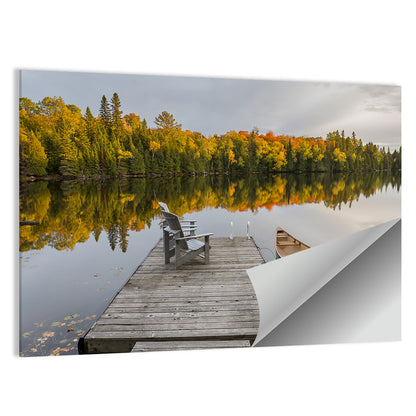Ontario Autumn Lake Dock Wall Art