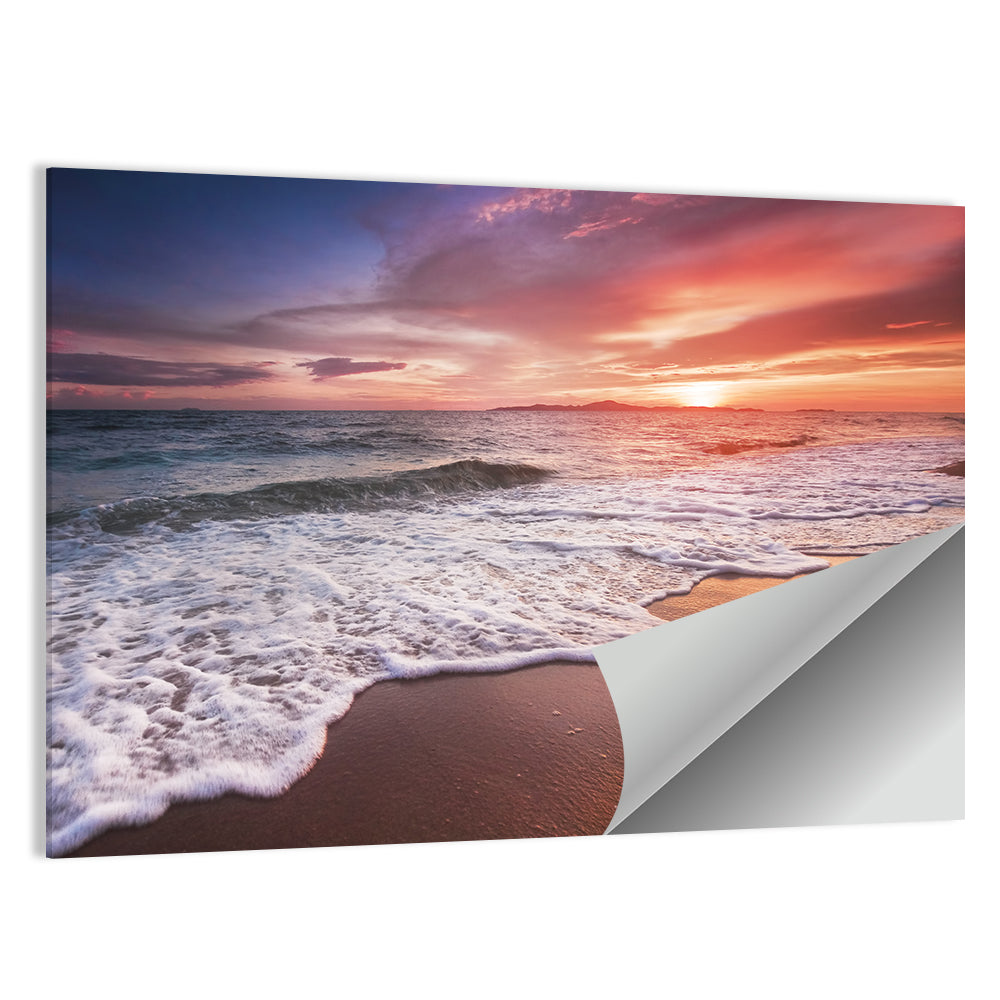 Thai Sunset Over Foamy Shore Wall Art