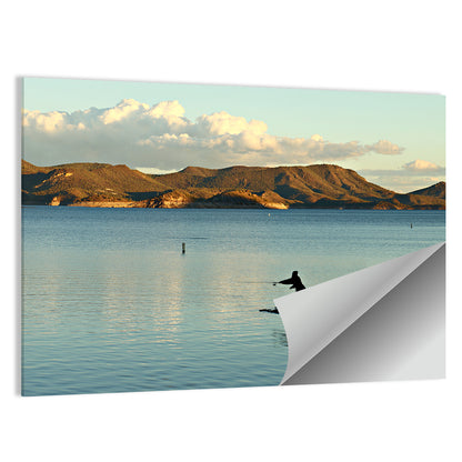 Lake Pleasant Fisherman Silhouette Wall Art