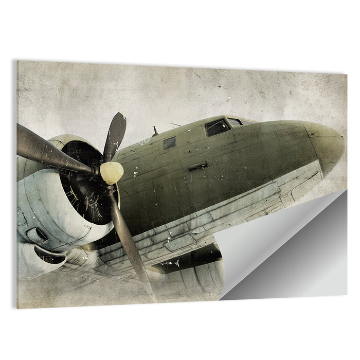Vintage Propeller Airplane Nose View Wall Art as a poster print