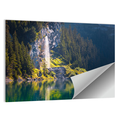 Lake Oeschinen Waterfall Reflection Wall Art