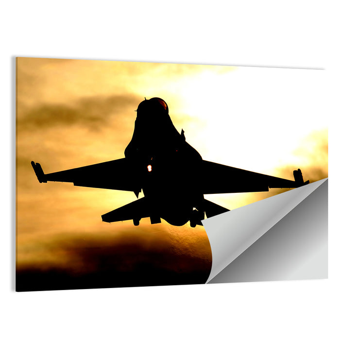 F-16 Sunset Silhouette Wall Art as a poster print