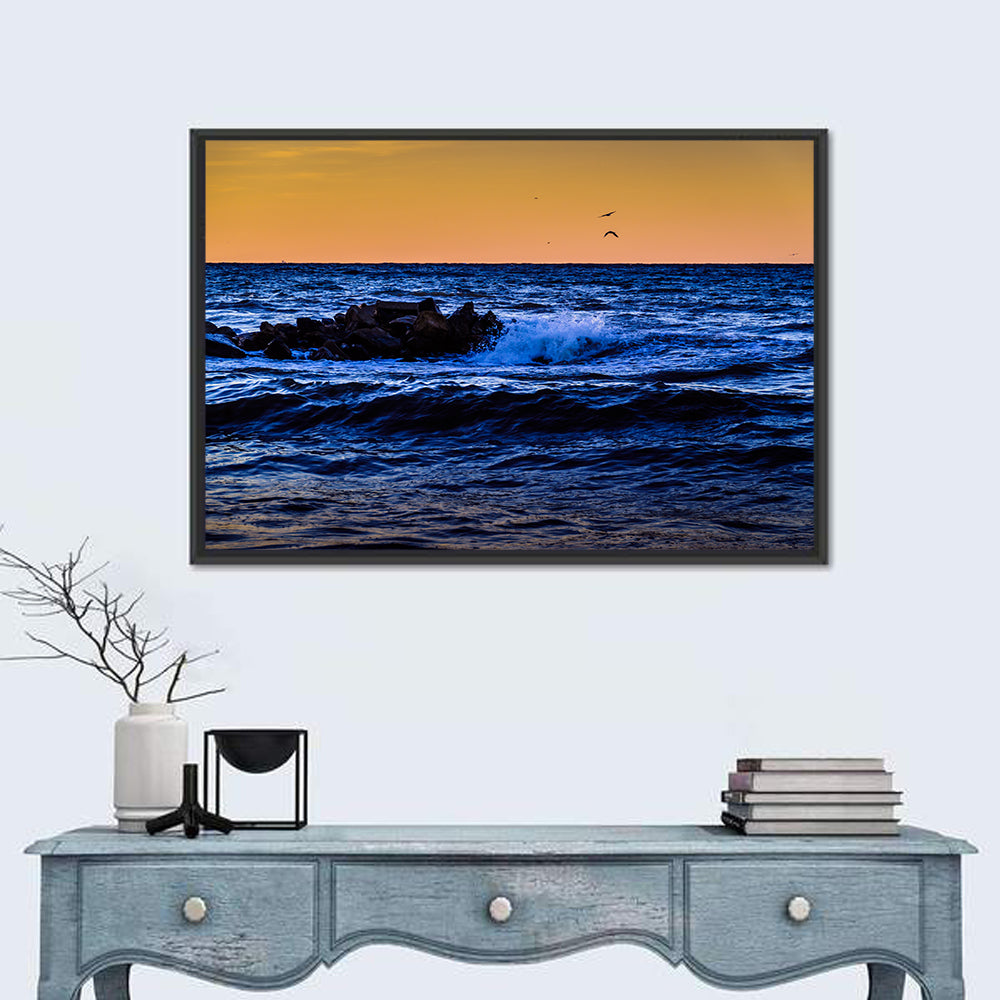 Marmara Sea Waves at Sunset Wall Art