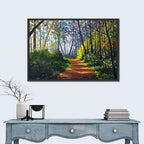 Sunlit Forest Alley Path Wall Art