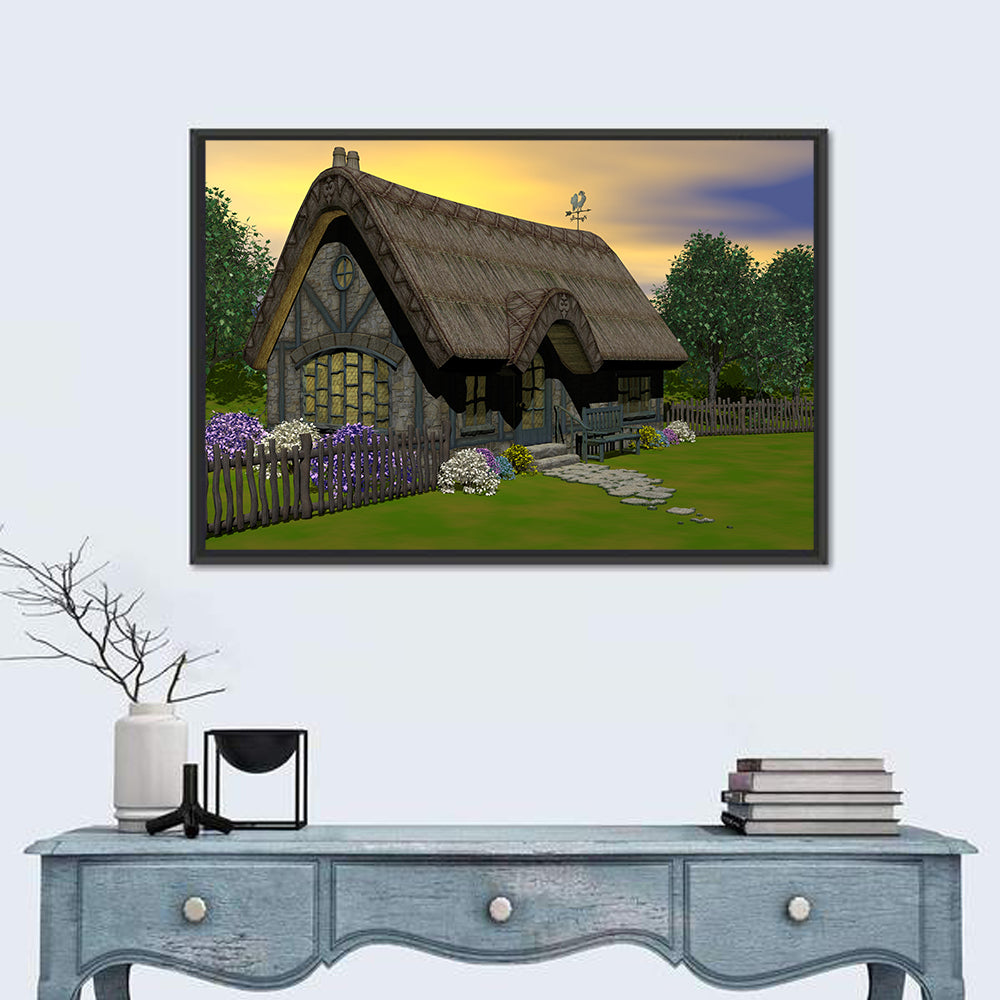 Country Cottage with Thatched Roof Wall Art