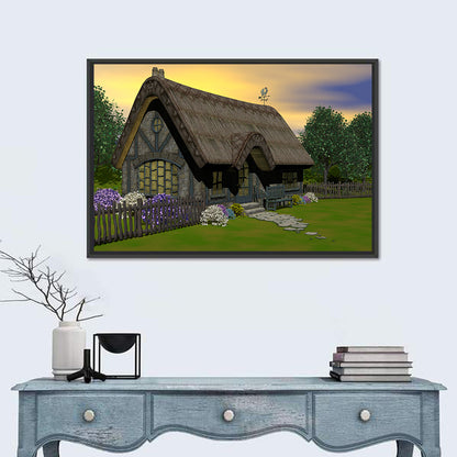 Country Cottage with Thatched Roof Wall Art