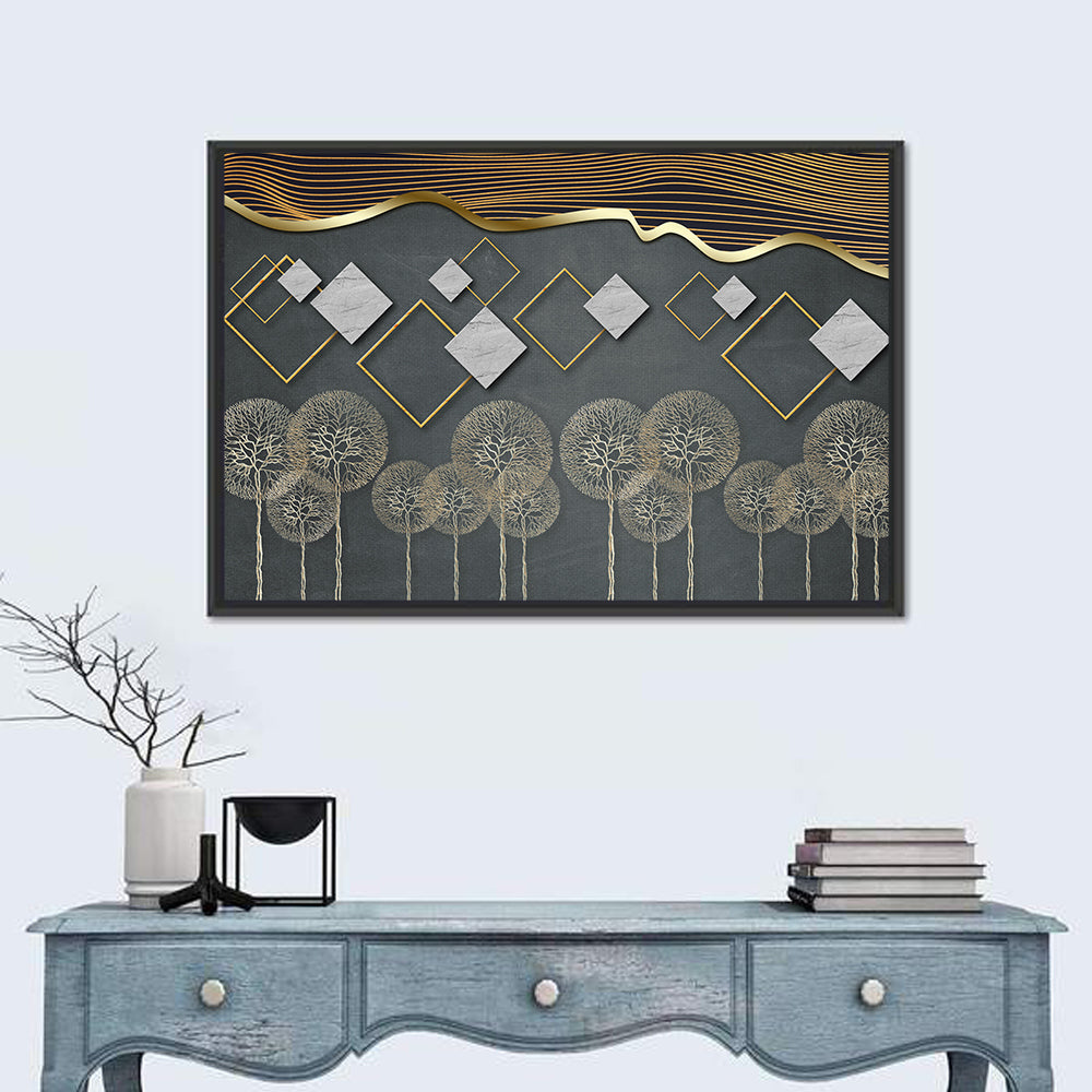 Gray and Gold Dandelion Wall Art