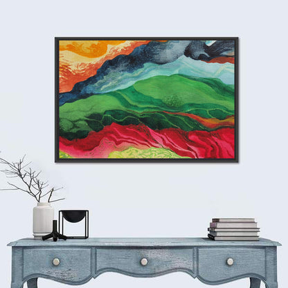 River Through Abstract Mountains Wall Art