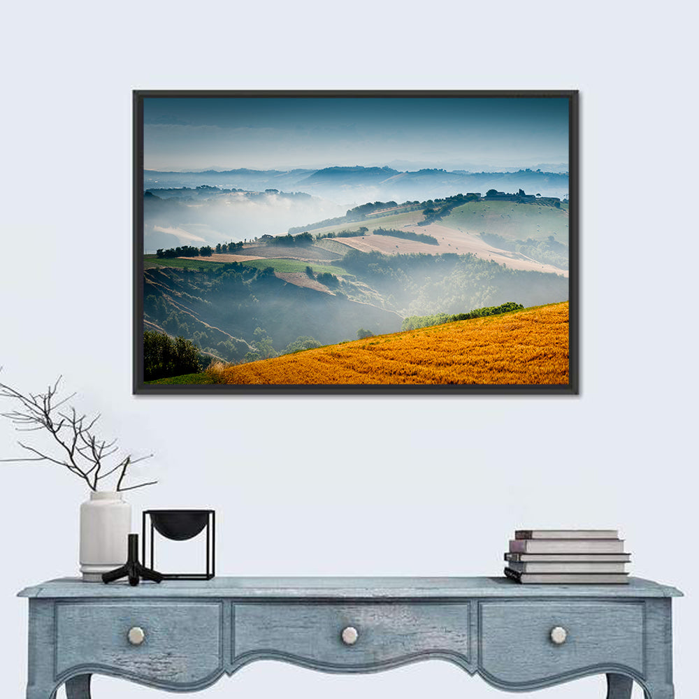Morning Mist Over Tuscany Wall Art