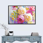 Layered Watercolor Rose Bouquet Wall Art