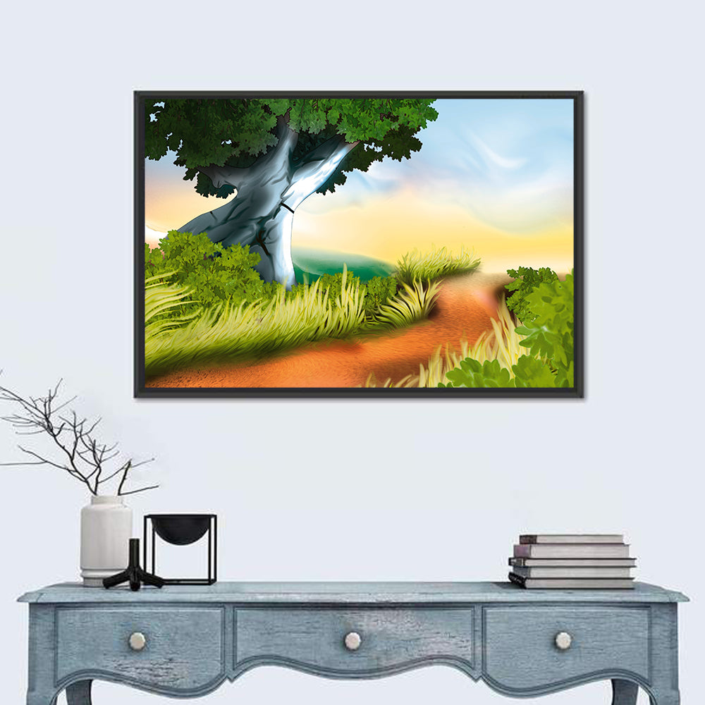 Dirt Track Illustration Wall Art in a room, landscape