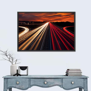 City Traffic Light Trails Wall Art