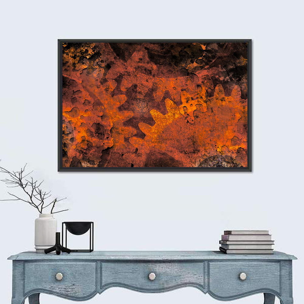 Weathered Gears Study Wall Art in a room, landscape