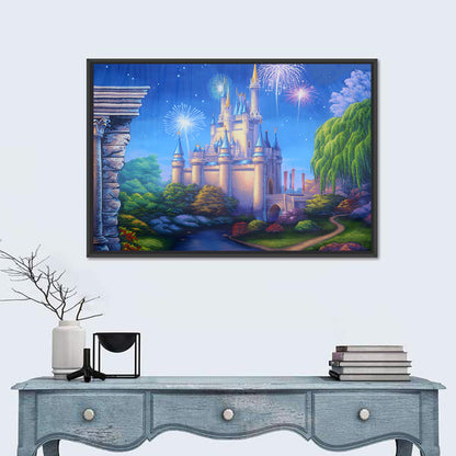 Cinderella Castle Fireworks Illustration Wall Art