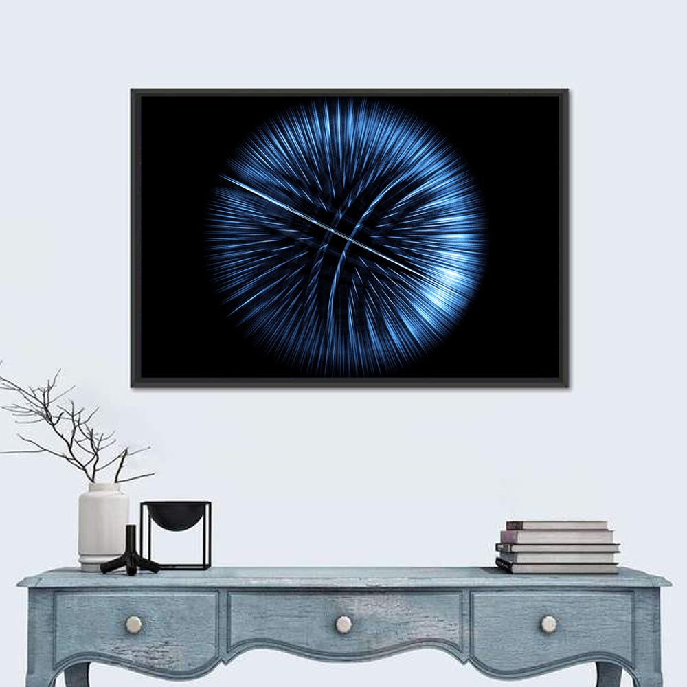 Glowing Blue Textured Sphere Wall Art
