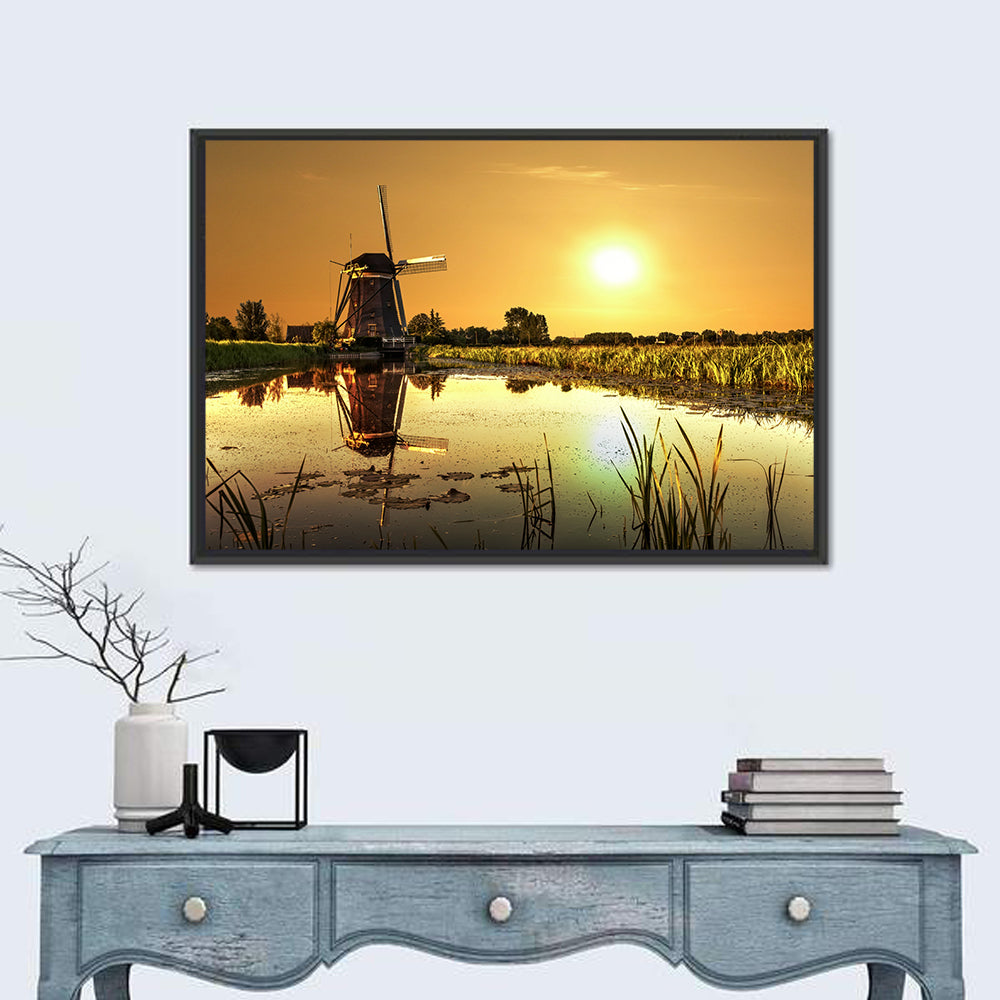 Dutch Windmill at Golden Hour Wall Art
