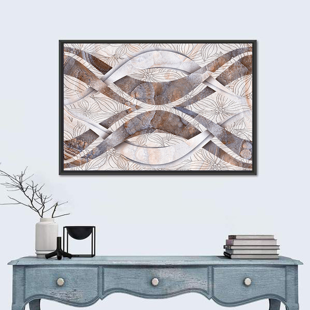 Waving Stone with Line Flowers Wall Art