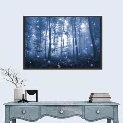 Blue Mist Forest at Twilight Wall Art