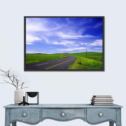 Winding Country Road in Green Fields Wall Art