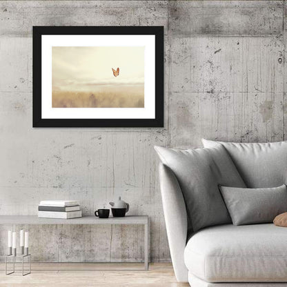 Monarch Over Beige Field Wall Art