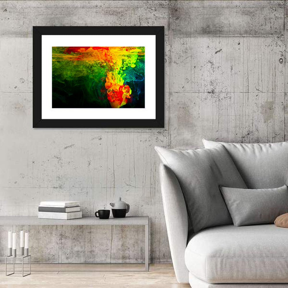 Dynamic Ink Plumes Abstract Wall Art in a room, landscape