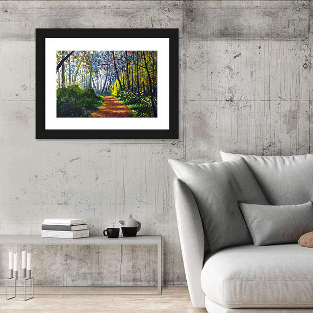 Sunlit Forest Alley Path Wall Art