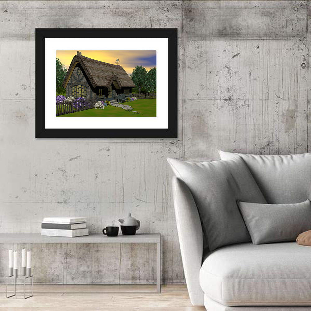 Country Cottage with Thatched Roof Wall Art