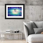 Glowing Island Tree Under Starry Nebula Wall Art