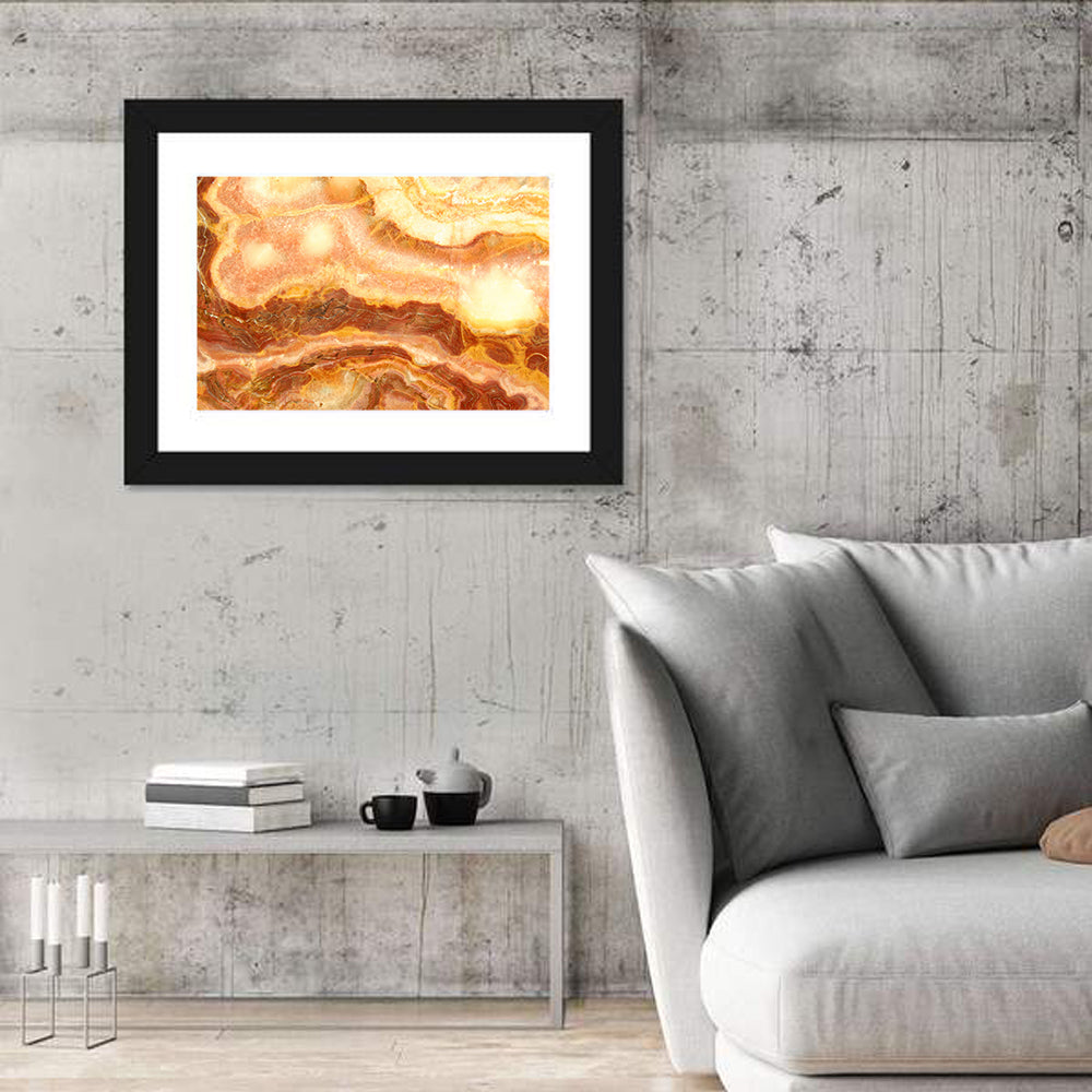 Golden Agate Stone Abstract Wall Art