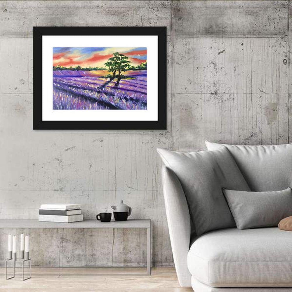 Lavender Field at Sunset Wall Art