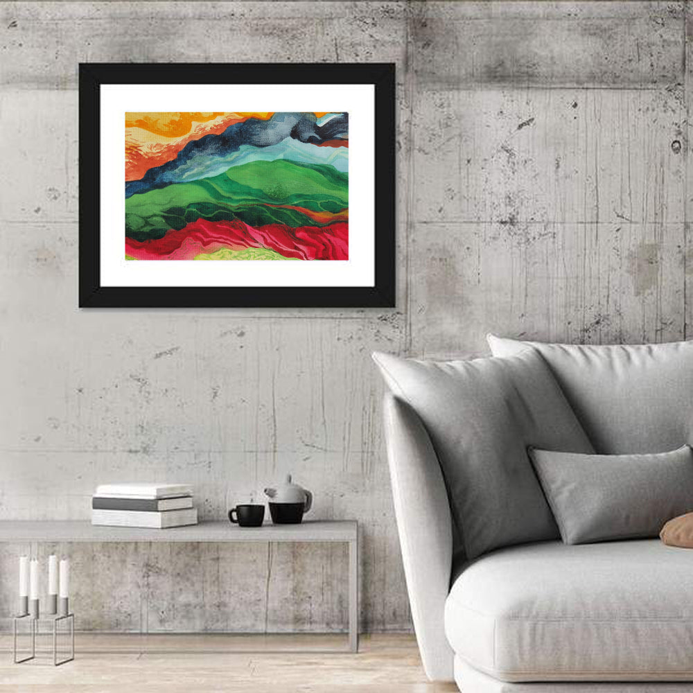 River Through Abstract Mountains Wall Art